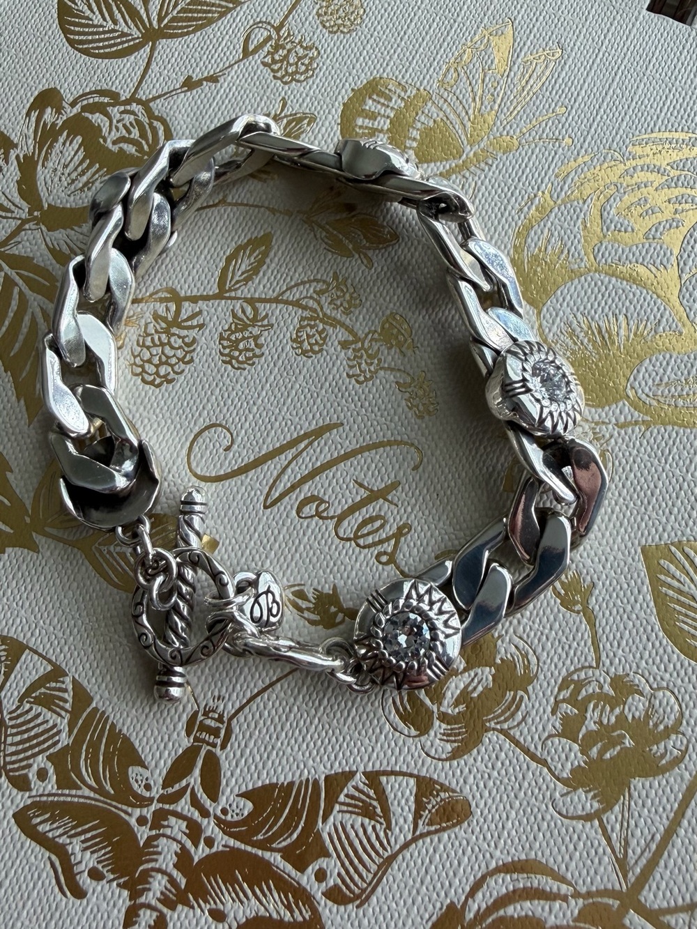 Brighton Fortino Silver Crystal Toggle Retired Bracelet